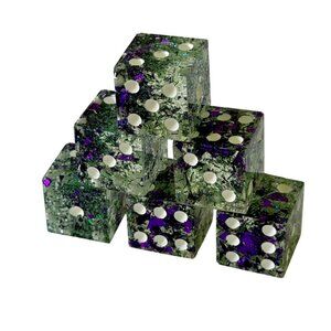Resin Dice Set 6pcs - Purple Green Foil Sparkles Handmade Replacement Dice Games